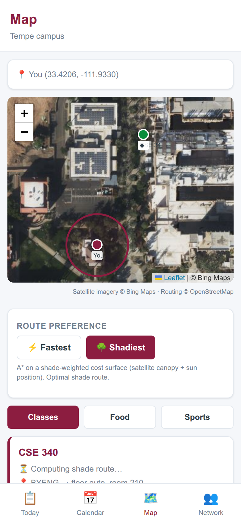 Shade route on map